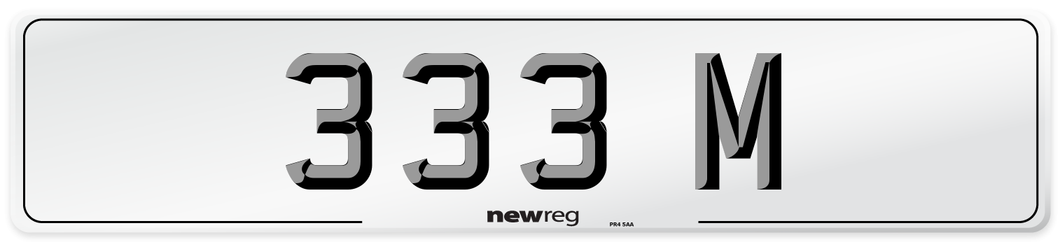333 M Number Plate from New Reg